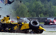 Heidfeld lost control and plows into Sato.